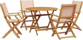 vidaXL Set mobilier de grădină 5 piese textil bej/lemn masiv