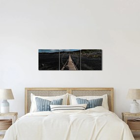 Tablou drumul de lemn în amurg (cu ceas) (90x30 cm)