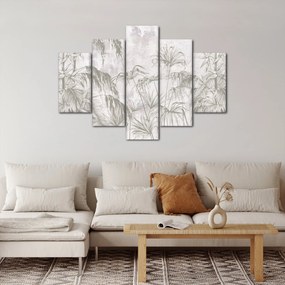 Tablou - Plante tropicale pe perete gri (150x105 cm)