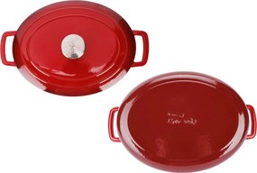 Oală fontă emailată ovală cu capac 6,0 L Roșu tradițional Fontestic Cosy &amp; Trendy 9967504