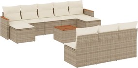 vidaXL Set canapele de grădină cu perne, 11 piese, bej, poliratan