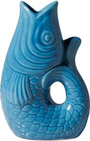Vaza albastra, din ceramica, forma de peste, H20cm Stone