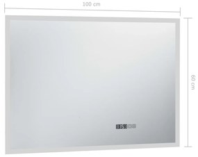 Oglinda cu LED de baie cu senzor tactil si afisaj ora 100x60 cm 1, 100 x 60 cm