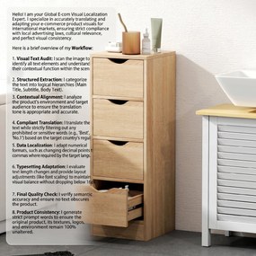 HOMCOM Dulap de Baie Compact cu 4 Sertare și Mânere Sculpatate, Stil Nordic | Aosom Romania
