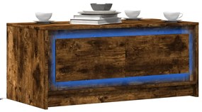 vidaXL Măsuță de cafea cu lumini LED, stejar fumuriu, lemn prelucrat