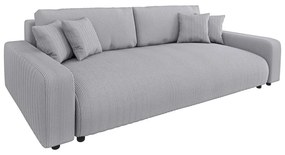 Canapea gri deschis extensibilă, cu spațiu de depozitare, cu tapițerie din catifea reiată 234 cm Sara – Ropez