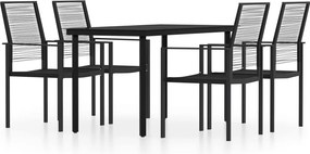 vidaXL Set de servit masa pentru grădină, 5 piese, negru