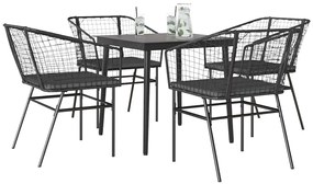 vidaXL Set de sufragerie de grădină 5 piese neagră Sticlă Poly Rattan