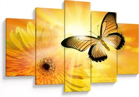 Tablou - Fluture galben cu flori (150x105 cm)