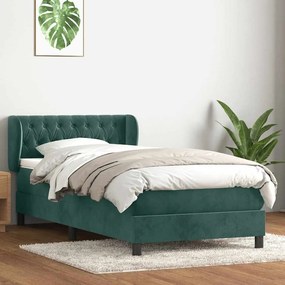 vidaXL Pat box spring cu saltea, verde închis, 80x220 cm, catifea