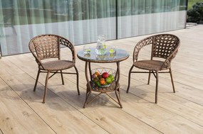 Set de grădină rattan 1+2, JARUB, maro