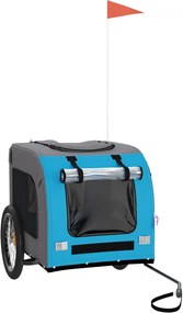 vidaXL Remorcă bicicletă animale companie, albastru/gri, oxford/fier