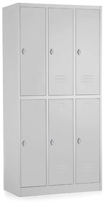 Dulap metalic - 6 cutii, 90 x 45 x 185 cm, blocare cu rotire, gri deschis - ral 7035