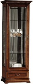 Vitrină lemn masiv nuc Ravino II, 71,4 × 47,5 × 207,9 cm