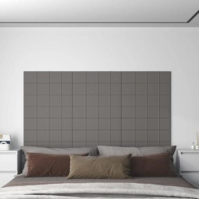 Panouri de perete, 12 buc. gri deschis 60x15 cm textil 1,08 m   12, Gri deschis, 60 x 15 cm