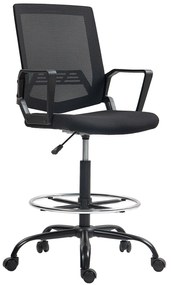 HOMCOM Scaun de birou, chaise bureau ergonomique cu înălțime și suport pentru picioare reglabile, 66,5 x 70,5 x 118-139,5 cm, negru | Aosom Romania