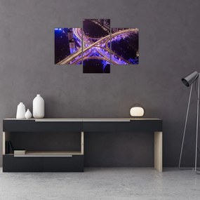 Tablou cu o interesecție mare noapte (90x60 cm)