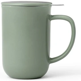 Cana pentru ceai cu infuzor si capac Viva Scandinavia Minima V77546, 500 ml, Portelan, Verde