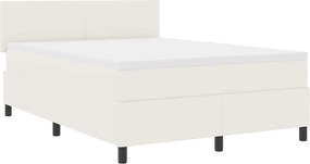 vidaXL Pat cu arc LED Crema și Alb 160 x 200 cm Țesătură din corduroy