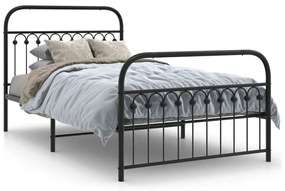 376614 vidaXL Cadru pat metalic cu tăblii de cap/picioare, negru, 107x203 cm