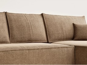 Colțar maro deschis extensibil/cu spațiu de depozitare cu tapițerie din chenille (cu colț pe partea dreaptă/cu șezlong) Maze – Maison de Rêve