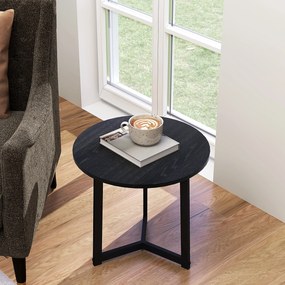 HOMCOM Set modern de mese de cafea, Cadru de Oțel, MDF, Design Rotund, suprapozabil, Negru | Aosom Romania