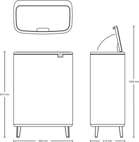 La mâna a doua: Cos pentru gunoi Brabantia Bo Touch Hi 1001260, 60 L, Inaltat, Deschidere lina si silentioasa, Negru mat