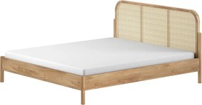 Pat matrimonial în culoare naturală din lemn de stejar fără somieră 180x200 cm Olive Rotan – Vipack