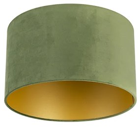 Abajur din catifea verde 35/35/20 cu interior auriu