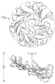 Zuma Line MX2858-6-EGN - Lustră aplicată LEAF 6xG9/42W/230V, aurie