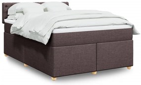 vidaXL Pat box spring cu saltea, maro închis, 140x200 cm, textil