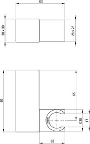 Square Suport de perete, pentru dușurile de mână, alamă Finisaj: Crom ANS_021U