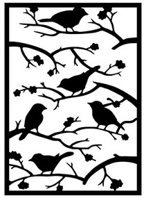 Decorațiune de perete din metal 47x66 cm Branch &amp; Birds – Wallity