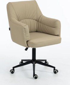 HR840K Scaun Crem Piele Ecologica Premium Soft cu Bază Neagră