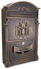 Cutie postala aluminiu, bronz antic