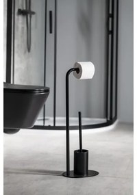 Suport de hârtie igienică și perie de toaletă Aqualine SAMBA negru