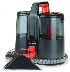 Aspirator pentru textil Techwood TAN-8005R, 185W, Li-Ion 220 mAh, Fara fir, Rezervor de apa curata si reziduala, Autonomie 40 min, 2 viteze, Negru/Rosu