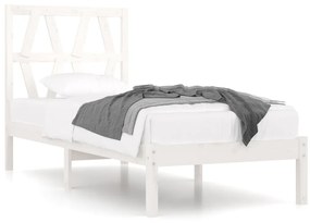 3103989 vidaXL Cadru de pat, alb, 100x200 cm, lemn masiv de pin