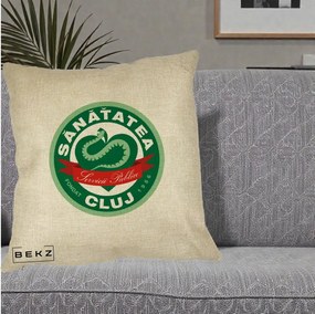 Perna Personalizata Sanatatea Cluj Servicii Publice 1986, 40x40 cm, Crem, Husa Detasabila, Perna Inclusa, BEKZ®