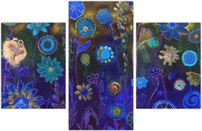 Tablou - Flori albastru închis (90x60 cm)