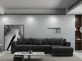 Colțar extensibil dumonde cu ladă de depozitare si sezut confortabil din spuma high-density, Gloria Euphoria Black II 320x183 cm