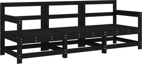vidaXL Set mobilier de grădină, 3 piese, negru, lemn masiv pin