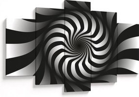 Tablou abstract cu spirala alb neagră (150x105 cm)