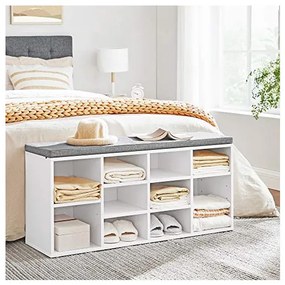 Dulap De Depozitare Pentru Pantofi, Alb Si Gri, 104 Cm