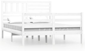 3101059 vidaXL Cadru de pat mic dublu, alb, 120x190 cm, lemn masiv