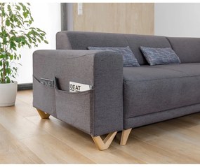 Colțar gri extensibil/cu spațiu de depozitare (cu colț pe partea dreaptă/în formă de ”L”) Classy Sophie – Miuform