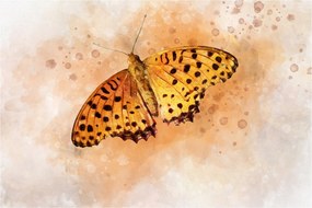 Tablou - Fluture portocaliu, aquarelă (90x60 cm)