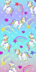 Prosop plaja UNICORN PONNY 100x180 cm colorat, 100% microfibra