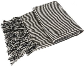 Pătură pled Dungi negru, 130 x 170 cm