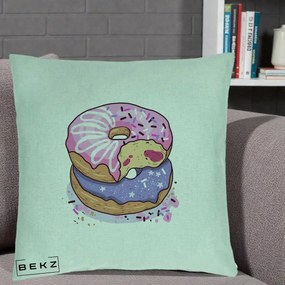 Perna Decorativa Donuts Roz si Mov, 40x40 cm, Verde Menta, Husa Detasabila, Perna Inclusa, BEKZ®